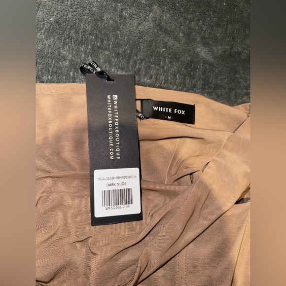 White Fox Special Delivery Mesh Mini Dress - Dark Nude - NWT - Picture 2 of 4